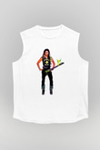 Steve Vai Baskılı Beyaz Unisex Kolsuz Tişört - Tshirt