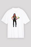 Steve Vai Baskılı Beyaz Unisex Oversize Tişört - Tshirt