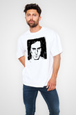 Steve Vai Baskılı Beyaz Unisex Oversize Tişört - Tshirt
