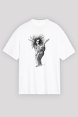 Steve Vai Baskılı Beyaz Unisex Oversize Tişört - Tshirt