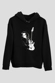 Steve Vai Baskılı Unisex Siyah Kapüşonlu Sweatshirt