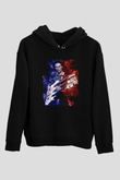 Steve Vai Baskılı Unisex Siyah Kapüşonlu Sweatshirt