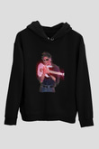 Steve Vai Baskılı Unisex Siyah Kapüşonlu Sweatshirt