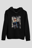 Steve Vai Baskılı Unisex Siyah Kapüşonlu Sweatshirt