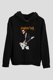 Steve Vai Baskılı Unisex Siyah Kapüşonlu Sweatshirt