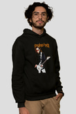 Steve Vai Baskılı Unisex Siyah Kapüşonlu Sweatshirt