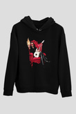 Steve Vai Baskılı Unisex Siyah Kapüşonlu Sweatshirt