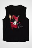 Steve Vai Baskılı Unisex Siyah Kolsuz Tişört - Tshirt
