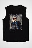 Steve Vai Baskılı Unisex Siyah Kolsuz Tişört - Tshirt