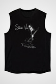 Steve Vai Baskılı Unisex Siyah Kolsuz Tişört - Tshirt