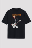 Steve Vai Baskılı Unisex Siyah Oversize Tişört - Tshirt