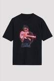 Steve Vai Baskılı Unisex Siyah Oversize Tişört - Tshirt