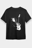Steve Vai Baskılı Unisex Siyah Tişört - Tshirt