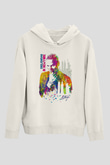 Sting Baskılı Beyaz Unisex Kapüşonlu Sweatshirt