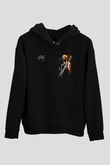 Sting Baskılı Unisex Siyah Kapüşonlu Sweatshirt