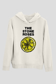 Stone Roses Baskılı Beyaz Unisex Kapüşonlu Sweatshirt