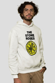 Stone Roses Baskılı Beyaz Unisex Kapüşonlu Sweatshirt
