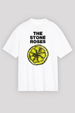 Stone Roses Baskılı Beyaz Unisex Oversize Tişört - Tshirt