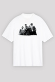 Stone Roses Baskılı Beyaz Unisex Oversize Tişört - Tshirt
