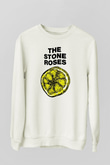 Stone Roses Baskılı Beyaz Unisex Sweatshirt