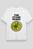 Stone Roses Baskılı Unisex Beyaz Tişört - Tshirt