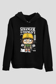 Stranger Things Baskılı Unisex Siyah Hoodie
