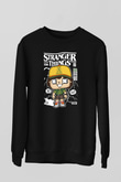Stranger Things Baskılı Unisex Siyah Sweatshirt