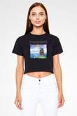 Stratovarius Baskılı Siyah Crop Top Kadın Tişört - Tshirt