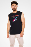Stratovarius Baskılı Unisex Siyah Kolsuz Tişört - Tshirt