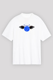 Su Topu Baskılı Unisex Beyaz Oversize Tişört - Tshirt