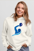 Su Topu Baskılı Unisex Ekru Hoodie