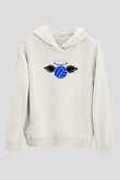 Su Topu Baskılı Unisex Ekru Hoodie