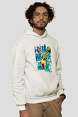 Su Topu Baskılı Unisex Ekru Hoodie