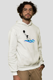 Su Topu Baskılı Unisex Ekru Hoodie