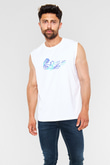 Su Topu Baskılı Unisex Kolsuz Beyaz Tişört