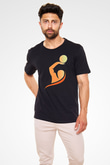 Su Topu - Water Polo Baskılı Unisex Siyah Tişört - Tshirt