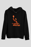 Su Topu - Water Polo Baskılı Unisex Siyah Kapüşonlu Sweatshirt