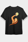 Su Topu - Water Polo Baskılı Unisex Siyah Tişört - Tshirt