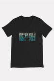 Su Topu - Water Polo Baskılı Unisex Siyah V Yaka Tişört
