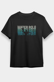 Su Topu - Water Polo Baskılı Unisex Siyah Tişört - Tshirt