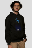 Suede Baskılı Unisex Siyah Kapüşonlu Sweatshirt