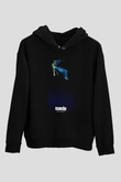 Suede Baskılı Unisex Siyah Kapüşonlu Sweatshirt
