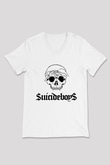Suicideboys - $uicideboy$ Baskılı Beyaz Unisex V Yaka Tişört - Tshirt