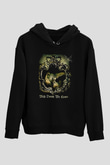 Summoning Baskılı Unisex Siyah Kapüşonlu Sweatshirt