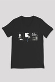Summoning Baskılı Unisex Siyah V Yaka Tişört - Tshirt