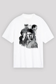 Supernatural Baskılı Beyaz Unisex Oversize Tişört - Tshirt