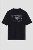Supernatural Baskılı Unisex Siyah Oversize Tişört - Tshirt