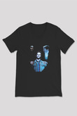 Supernatural Baskılı Unisex Siyah V Yaka Tişört - Tshirt