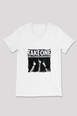 Swedish House Mafia Baskılı Beyaz V Yaka Unisex Tişört
