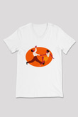 Swing Beyaz Unisex V Yaka Tişört T-Shirt